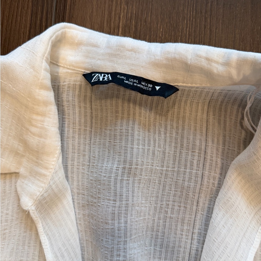 Zara Cream Textured Tie-Front Blouse - Picture 2 of 4